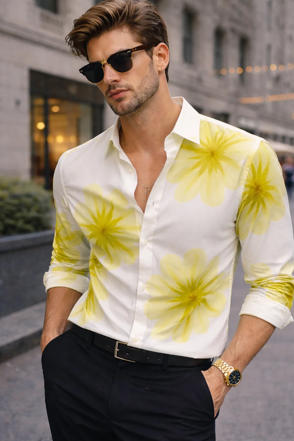Lime Bloom Premium Floral Slim Fit Shirt
