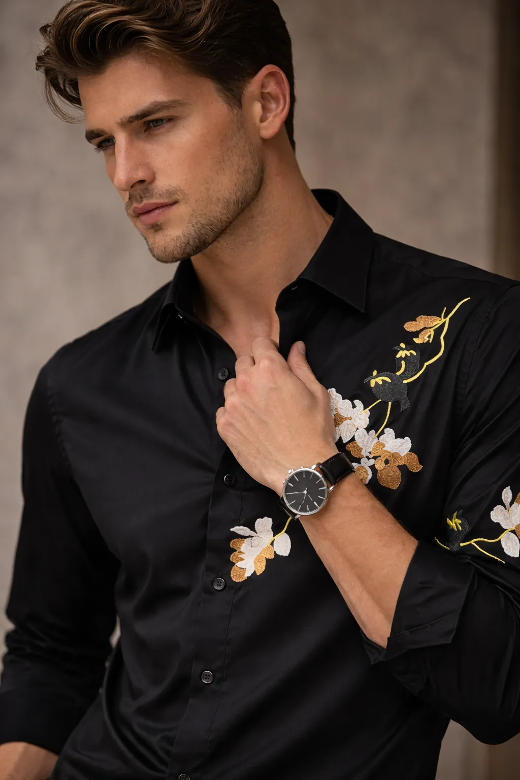 Premium Black Embroidered Shirt