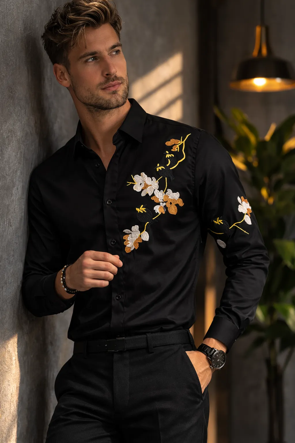 Premium Black Embroidered Shirt